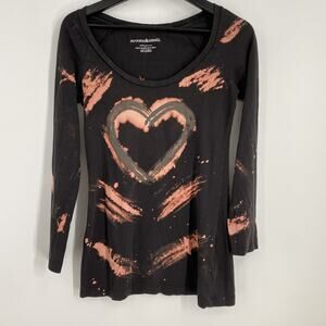 Norma Kamali Long Sleeve Top Women’s XS Hearts Grunge Y2K Casual 961